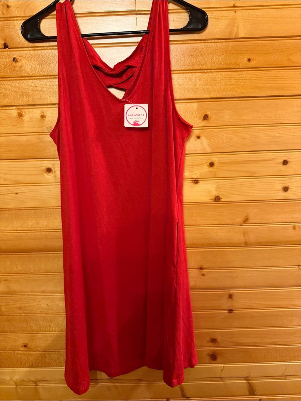Red Sleeveless Dress with Twist Back by Sheila rose
